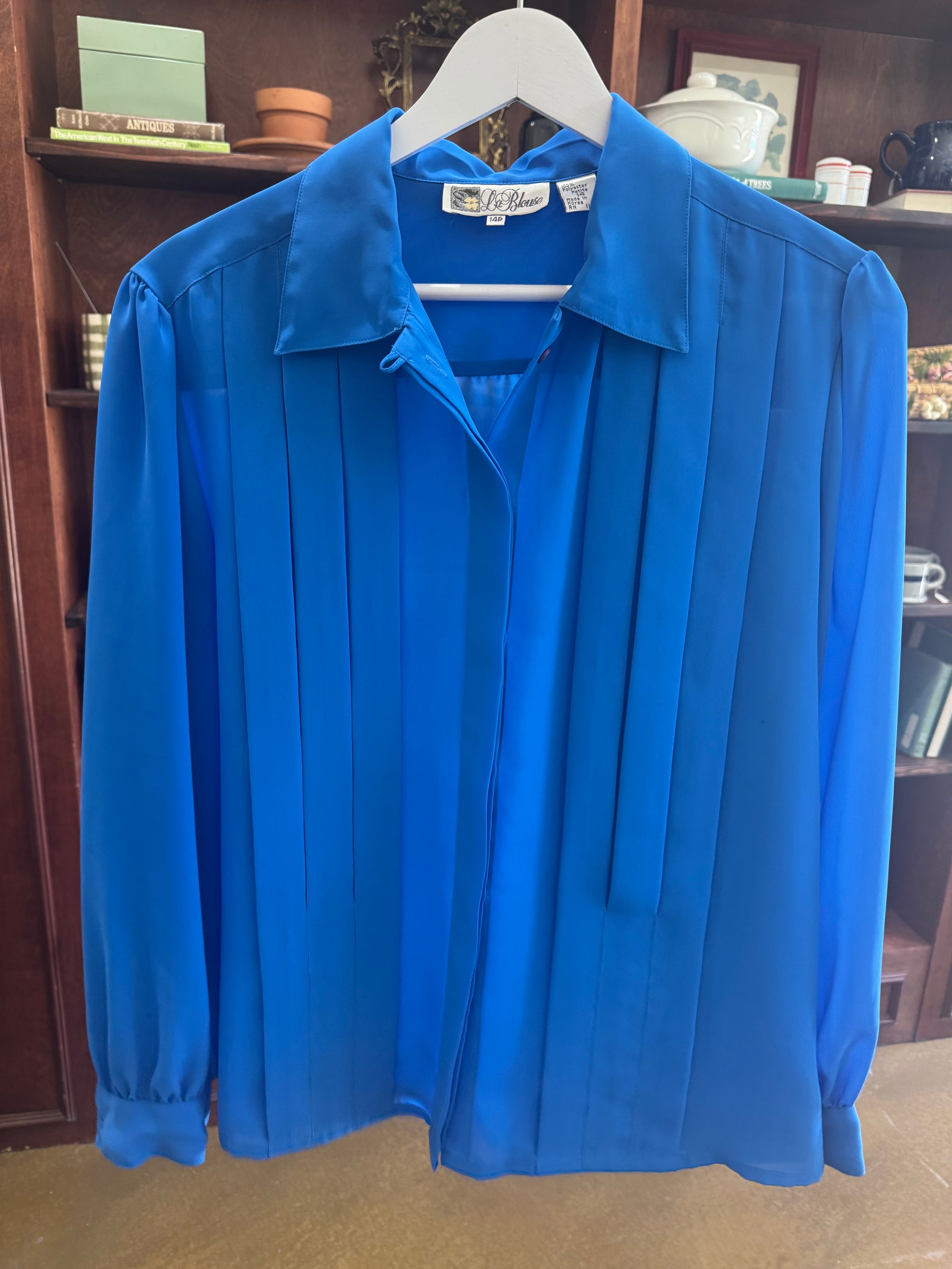 Vintage La Blouse Cobalt Blue Top | Size M/L
