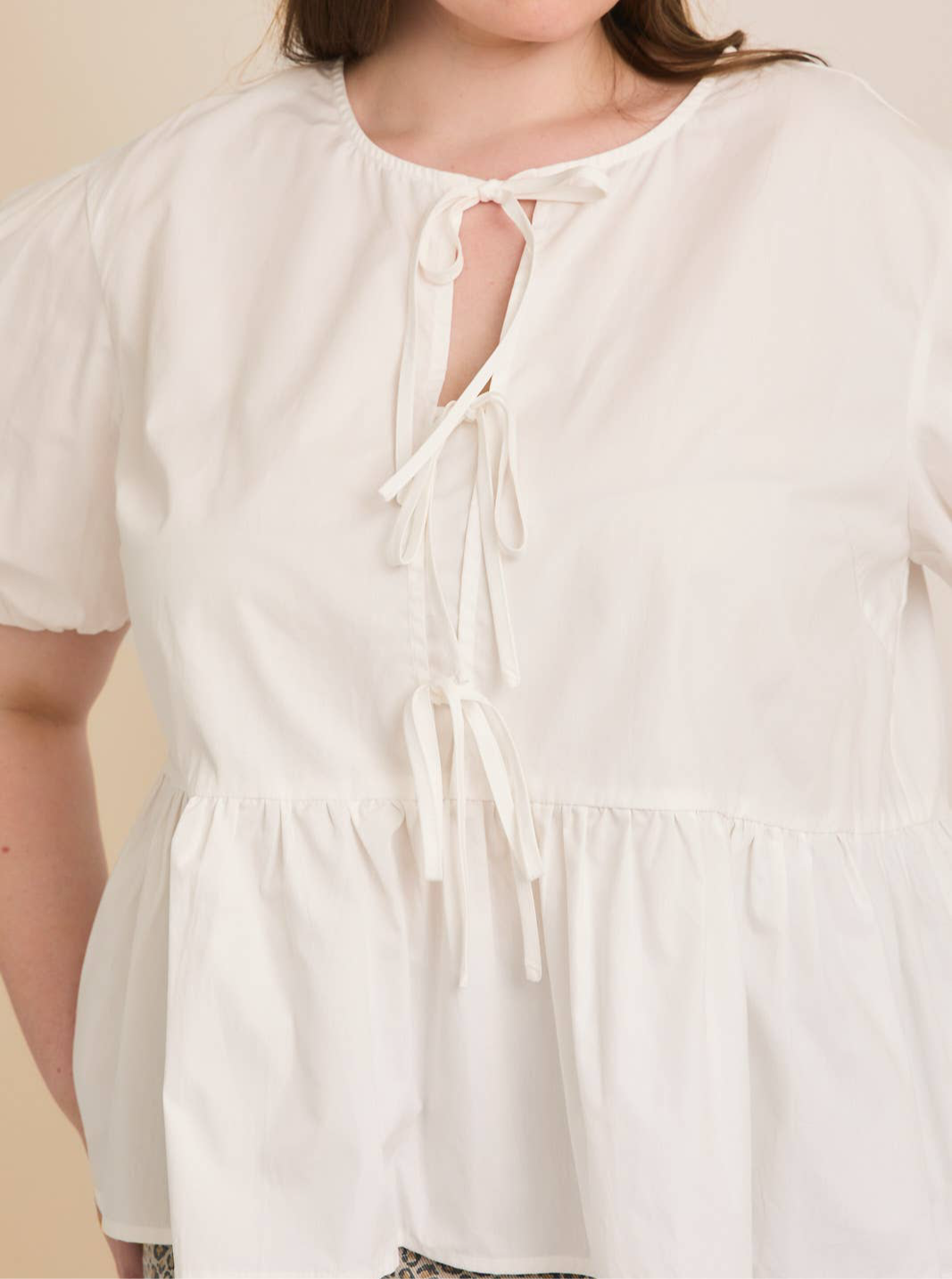 New | Plus Size Cotton Front Tie Top