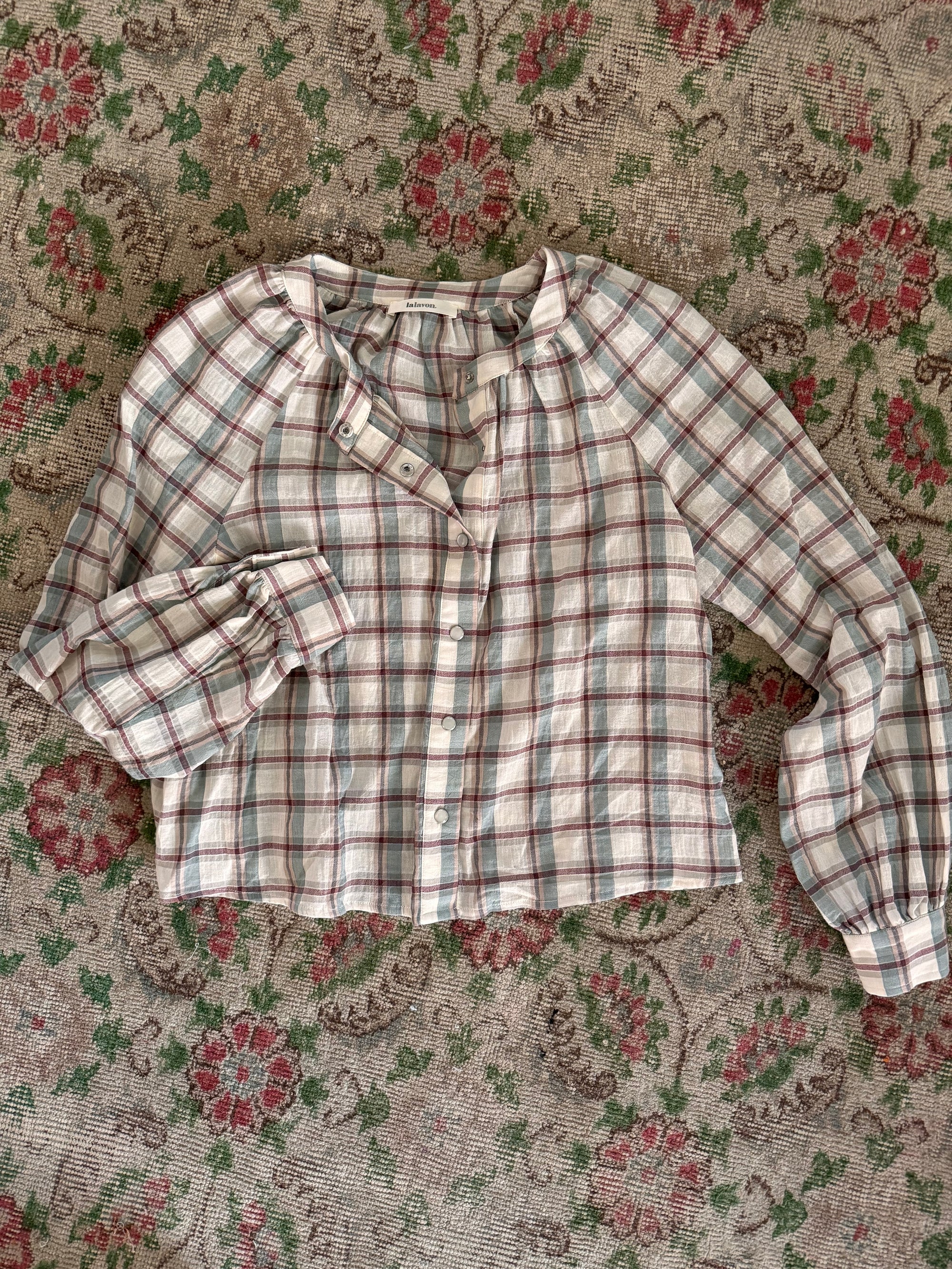 Kate Plaid Button Up Blouse