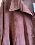 Vintage Brown Suede-like Shirt Jacket | Size 1X