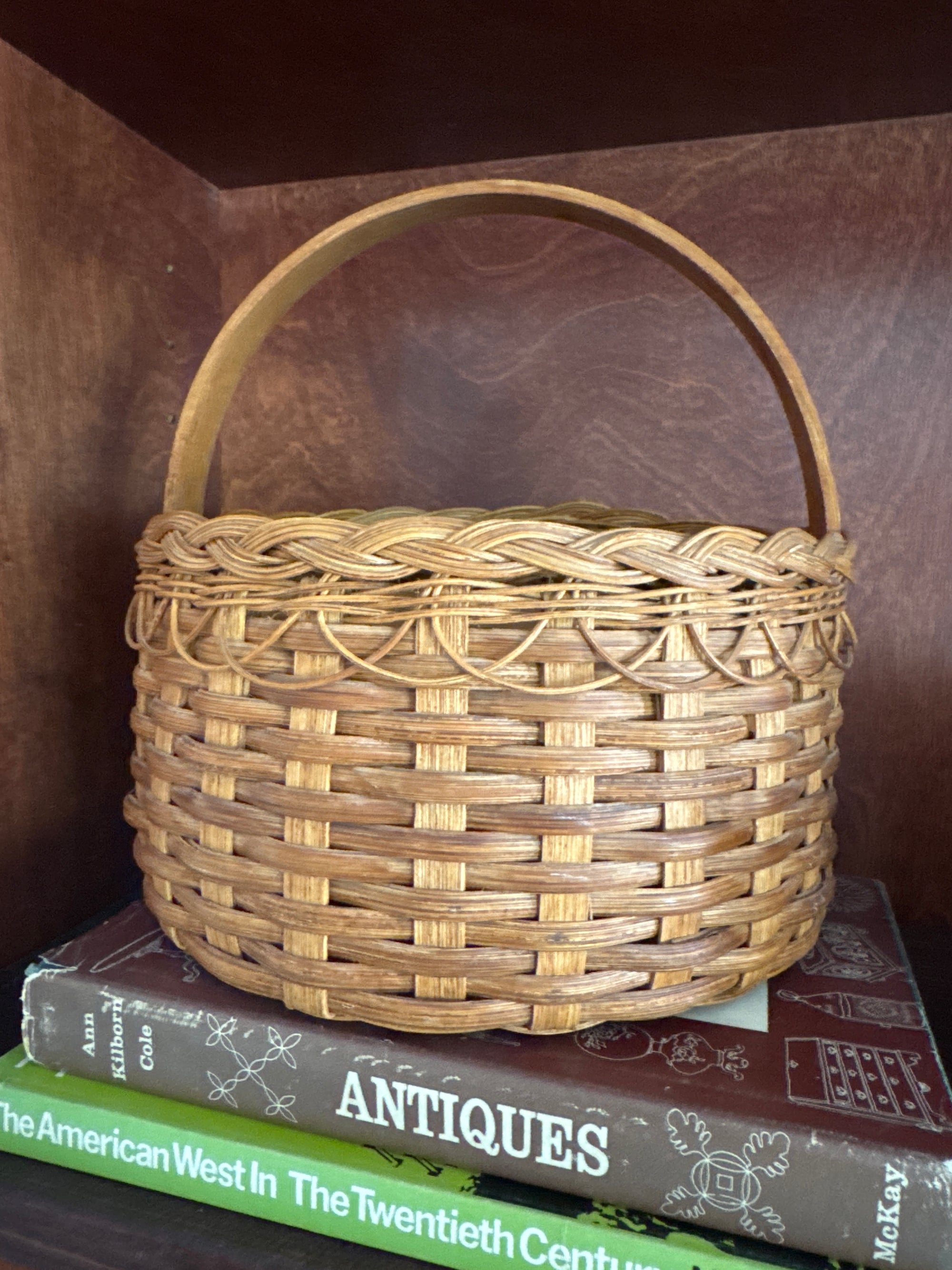 Vintage Wood Bottom Round Basket