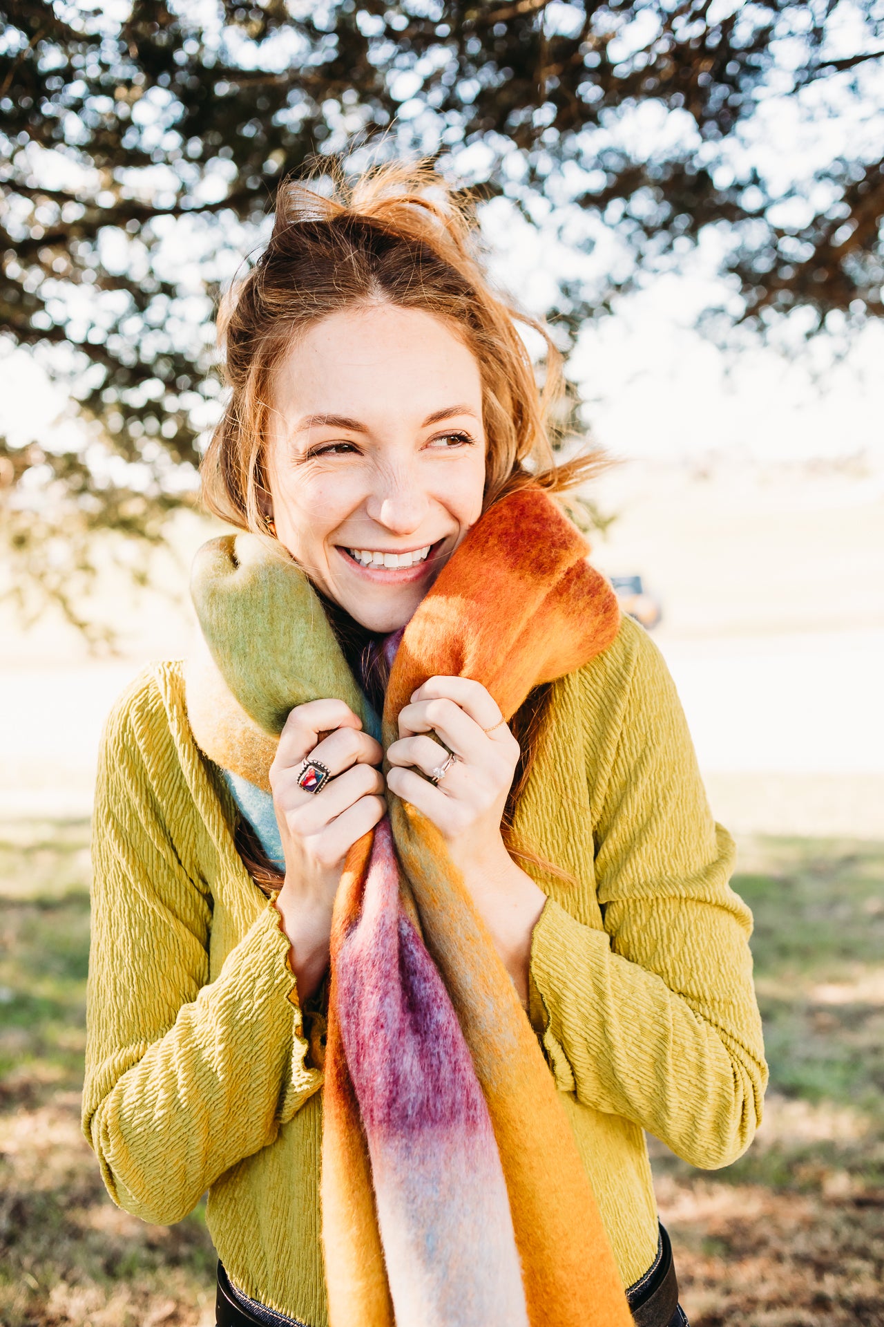 Chunky Plaid Multi Color Brushed Scarf