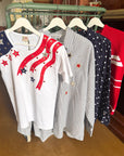 Vintage Navy Striped Applique Americana Shirt | Size 1X