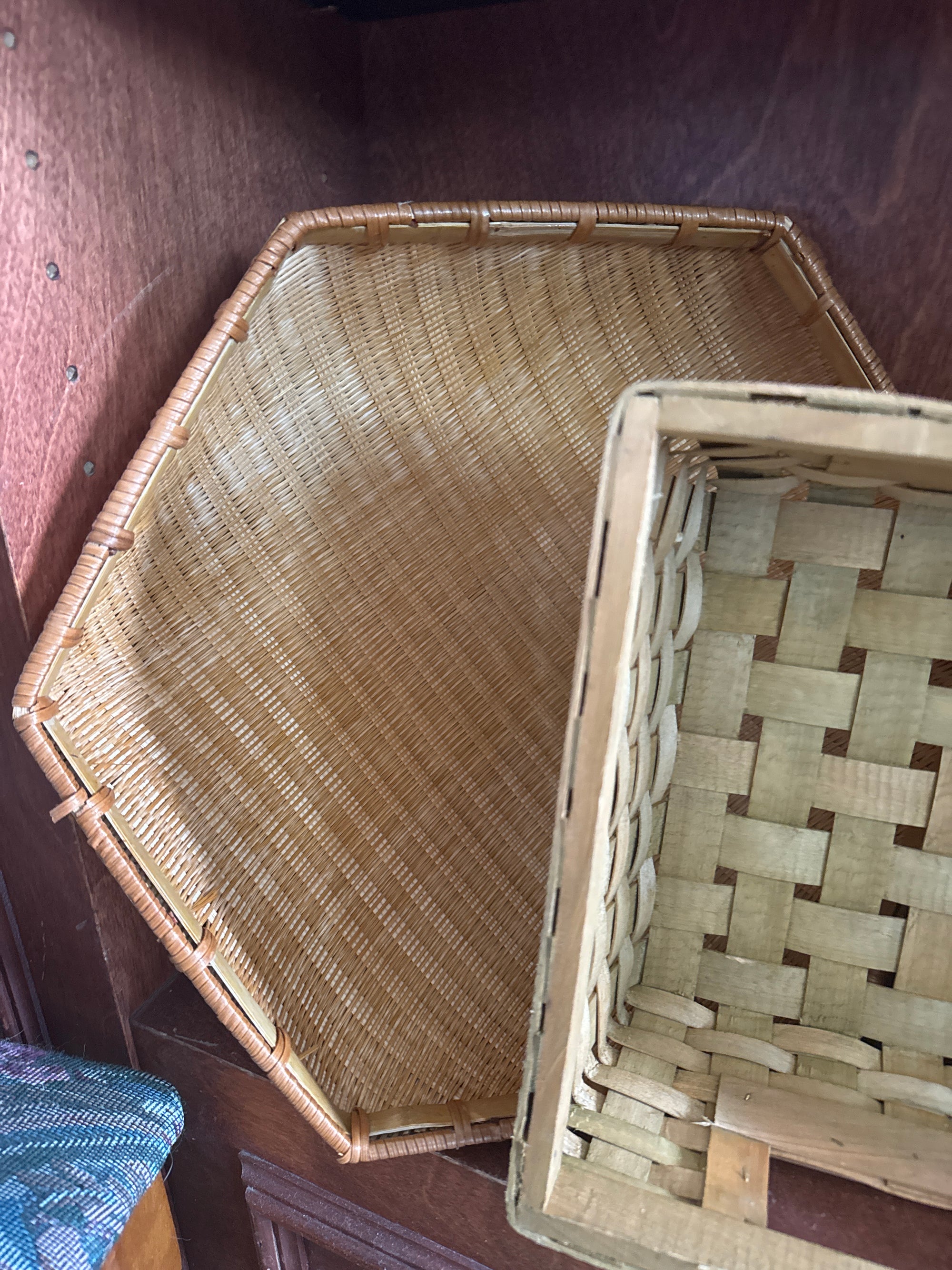 Vintage Hexagon Woven Basket