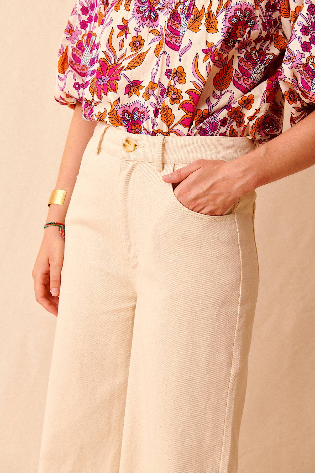 High-Waisted Cotton Denim Pants (XS-XL)