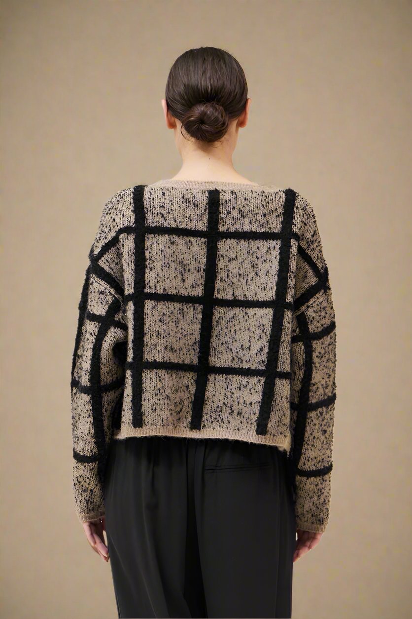 Cropped Grid Sweater