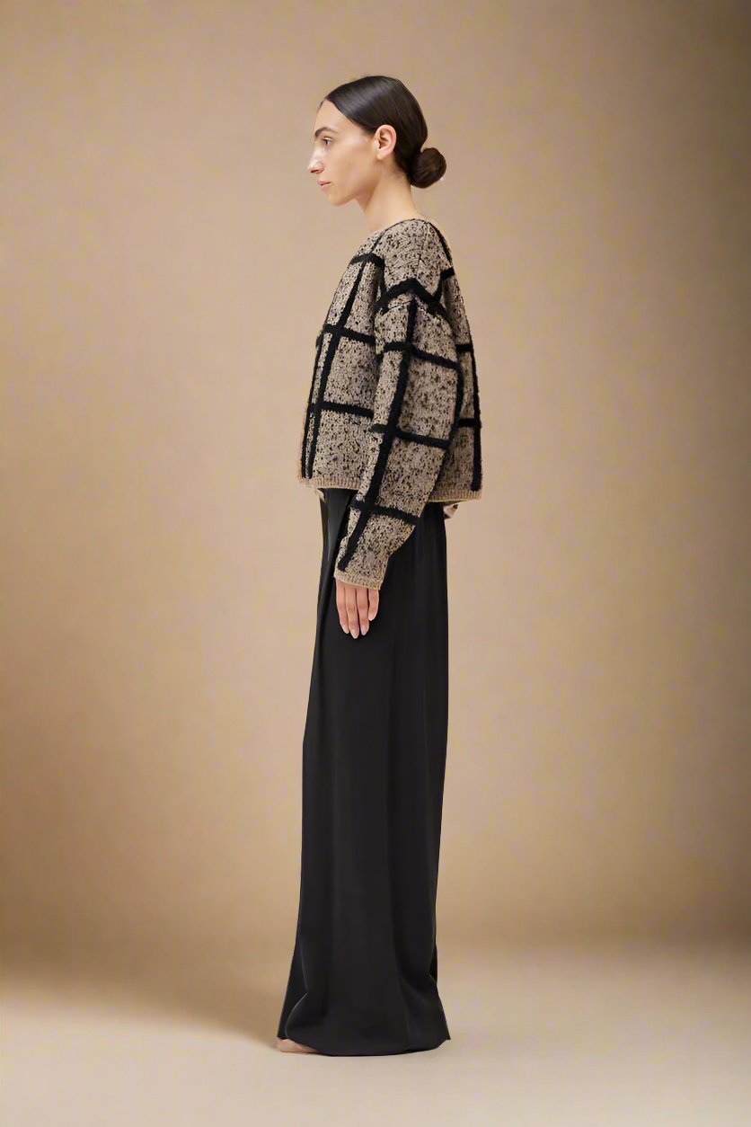 Cropped Grid Sweater