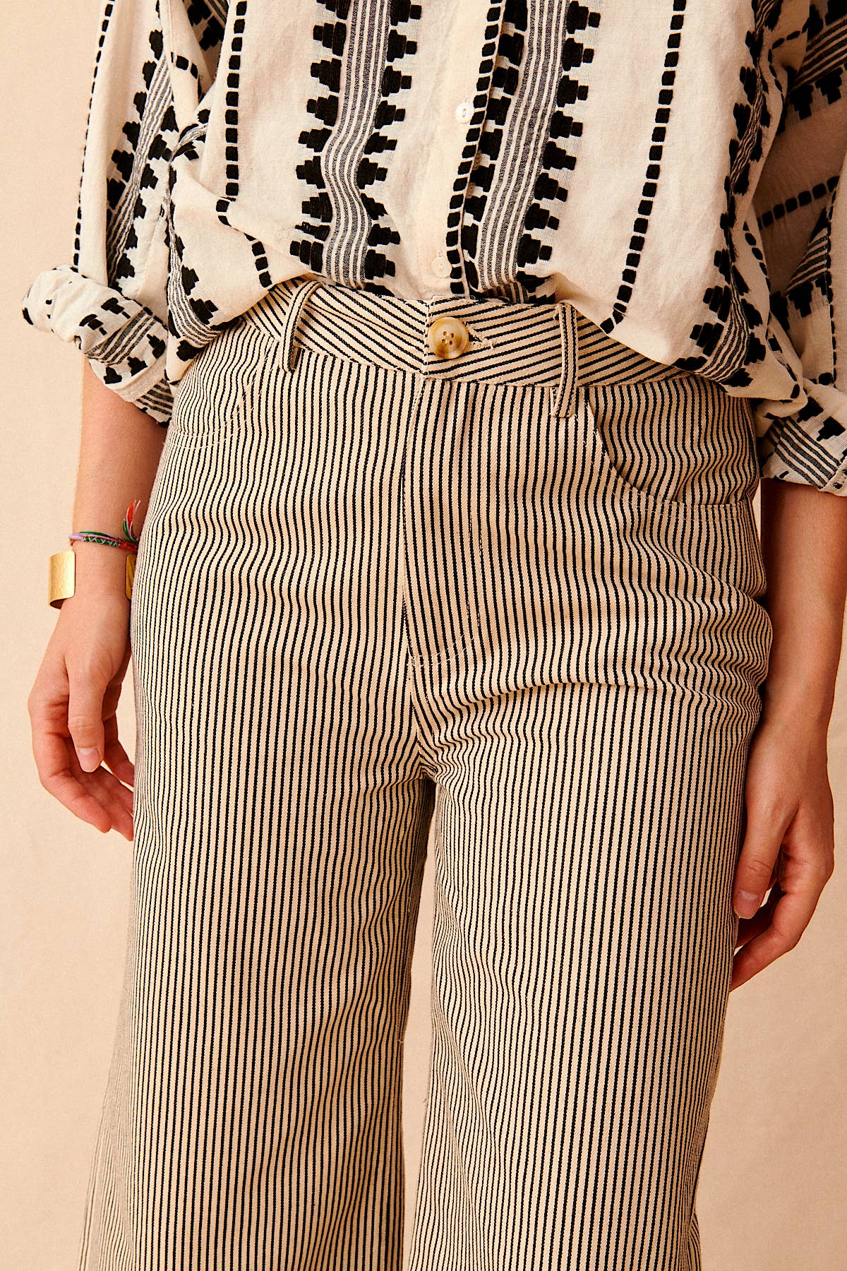 Eloise High-Waisted Pants | Striped